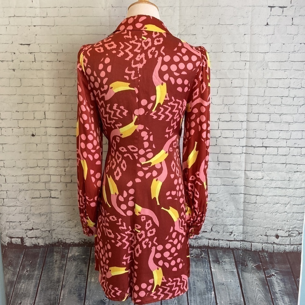 FARM RIO NWT Toucanissimo Long Sleeve Print Wrap Dress Sz Small Maximalist NEW - Picture 10 of 16
